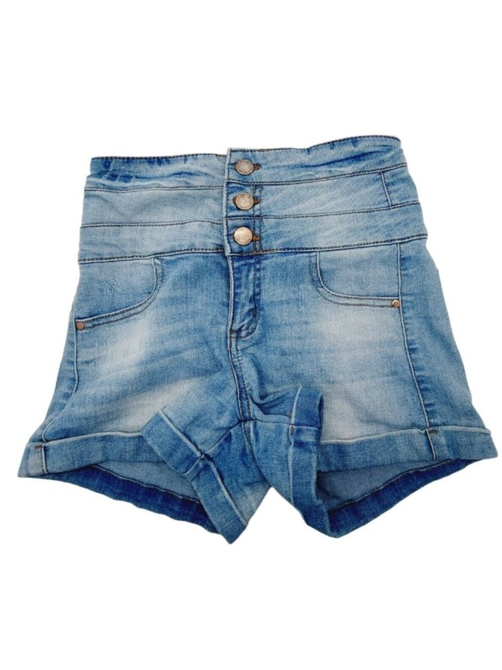 Tinseltown Womens High Rise Stretch Cuffed Blue Jean Shorts Size 0